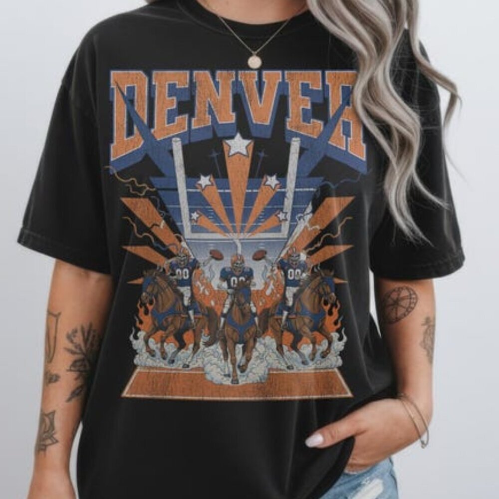 Retro Denver Football T-Shirt, Vintage Broncos Sunday Football Graphic Tee, Game